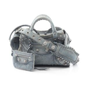 Balenciaga Neo Cagoule Handbag Denim Blue